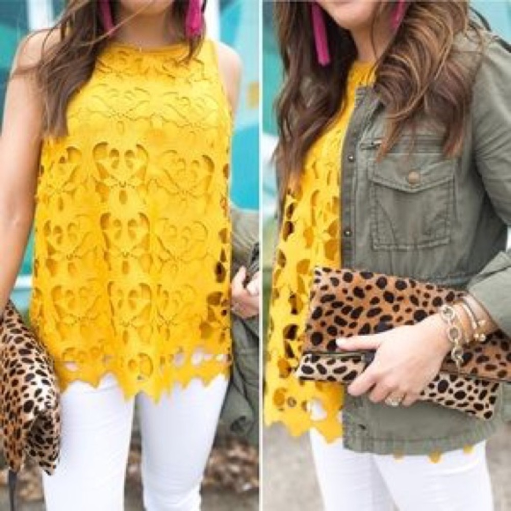 LOFT Sunny Yellow {Mustard} Lace Top